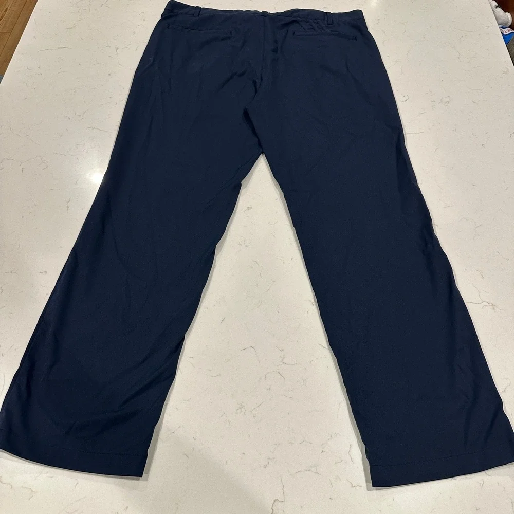 Adidas Mens Golf Pants Navy Blue Flat Front Performance Trousers 36x30